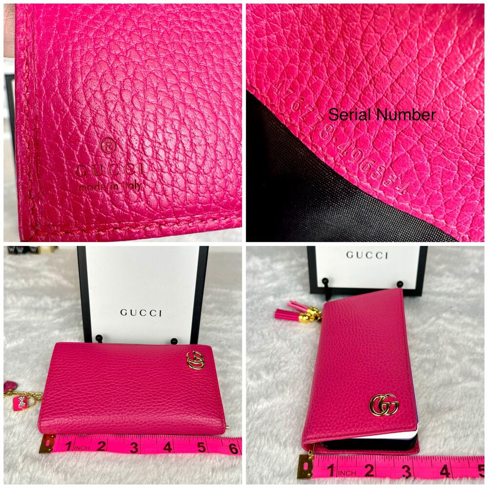 Gucci GG Marmont hot pink leather phone case convert to note pad! NEW! GIFT!! - Picture 13 of 16
